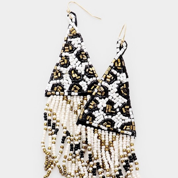 Boho fringe drop earrings - Picture 2 of 3